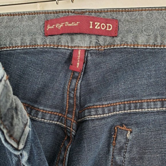 IZOD Jeans Women's 5-Pocket Dark Wash Denim Boot Cut Stretch Blue 33/32 - Picture 6 of 11